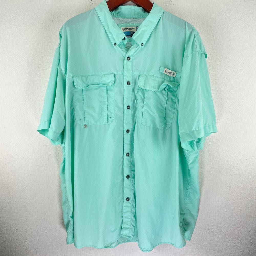 Magellan Outdoors Fish Gear Shirt Mens 4XL Green Short Sleeve Fishing